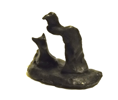 Cat and Bird - Bronze