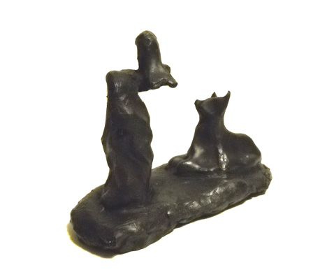 Cat and Bird - Bronze