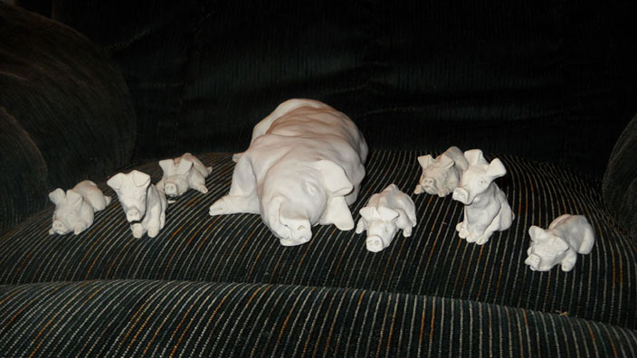 Pig and Piglets - Clay Models