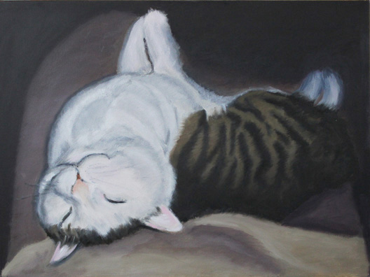 Contented Cat - Oil Painting