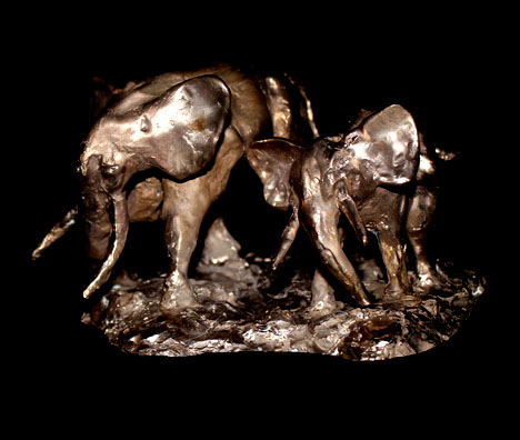 Two Bronze Elephants