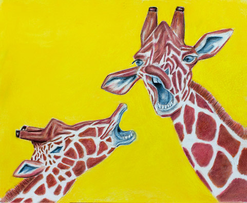 Two Giraffes - Pastel