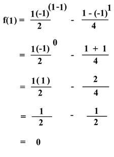 f(n) = n(-1)^(n-1)/2+(1-[-1]^n/4
