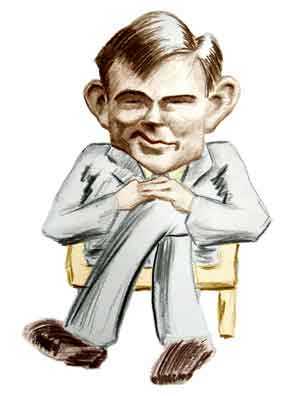 Alan Turing. Caricature of the British mathematician Alan Turing (1912-54).  In 1937 Turing described a theoretical computer (a Turing machine) in rigo  Stock Photo - Alamy