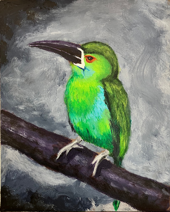 Emerald Toucanet - Acrylic Painting