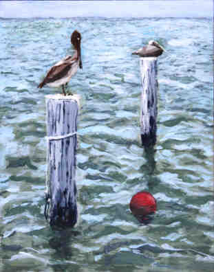 Pelicans on Pylons - Acrylic